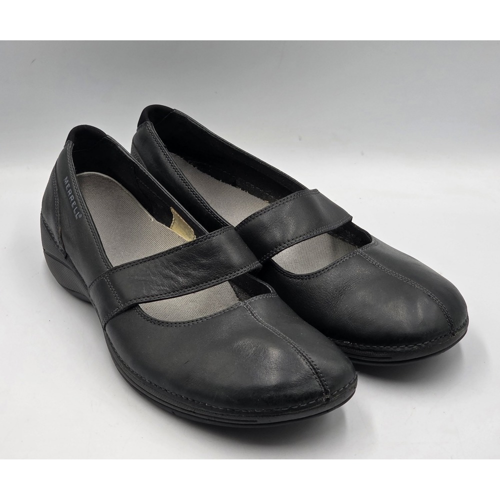 Merrell Brio J43438 Black Leather Mary Jane Shoes Women's 10 Ortholite